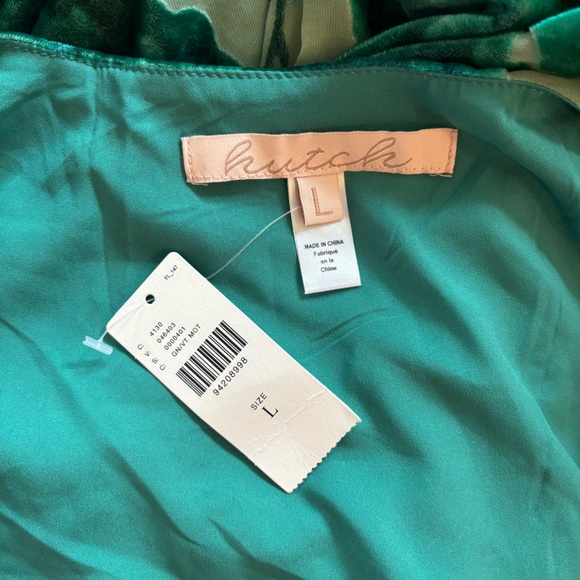 Anthropologie Hutch Long-Sleeve V-Neck Wrap Midi Dress Velvet Green NWT - Picture 11 of 11